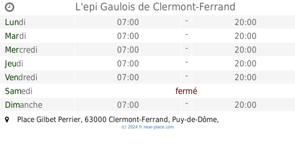 🕗 Epis Gaulois Jaude Horaire, 9 Place De Jaude, Clermont-Ferrand, Contact